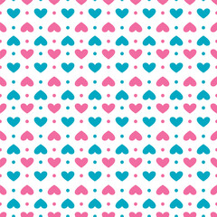 Blue and pink hearts pattern