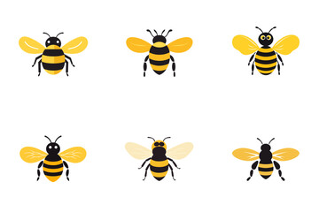 set of bees  vector illustration isolated transparent background logo, cut out or cutout t-shirt design

