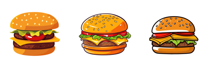 set of burgers  vector illustration isolated transparent background logo, cut out or cutout t-shirt design
