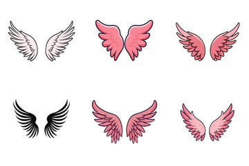 Fototapeta na wymiar set of wings vector illustration isolated transparent background logo, cut out or cutout t-shirt design