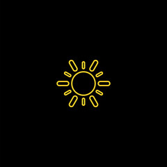  Sun icon. Sun logo icon isolated on black background