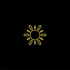  Sun icon. Sun logo icon isolated on black background