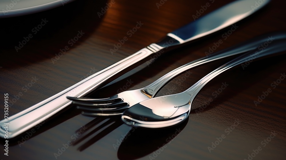 Poster table set with two forks and a knife. suitable for restaurant or dining-related designs