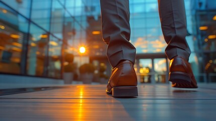 Fototapeta premium Athletes are starting to run on the road. Bright sunset, blurred background. .The idea of ​​starting something new 