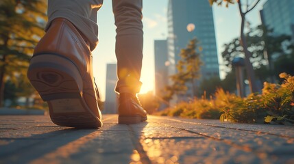 Athletes are starting to run on the road. Bright sunset, blurred background. .The idea of ​​starting something new	