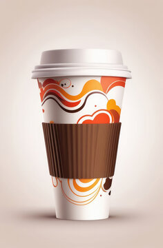 Abstract cup of coffee expresso, cappuccino or latte. Creative coffee concept in fast food restaurants. Advertising banner