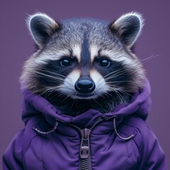 Fototapeta premium Trendy Raccoon on Purple