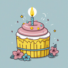 Hand-drawn vector birthday calendar icon illustration in a simple style