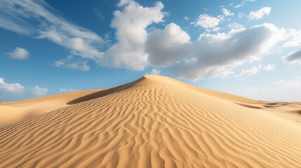 Fototapeta na wymiar Majestic Desert Dunes Under Clear Blue Skies: The Beauty of Arid Landscapes