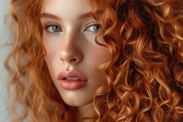 Naklejka premium Stunning woman with luxurious curly hair