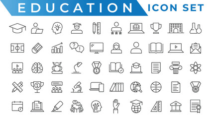 Fototapeta na wymiar Education and Learning web icons in line style. School, university, textbook, learning. Vector illustration