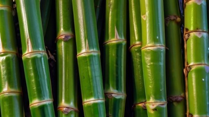 Obraz premium Texture of green bamboo stalks, showing the nodes and smooth surface