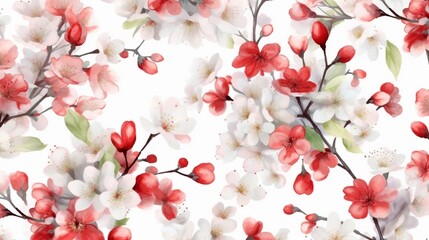 Seamless spring pattern white background.Generative AI