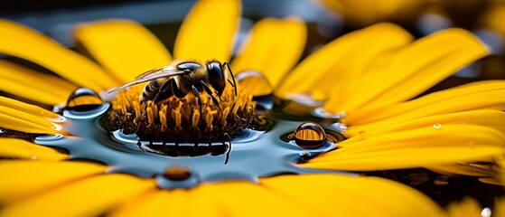Macro Magnificence: Bee on a Sunflower