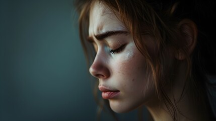 Fototapeta premium A young woman disappoint sad emotional portrait. Generative AI
