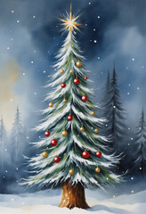 Festive Tree Art for Holiday Greetings