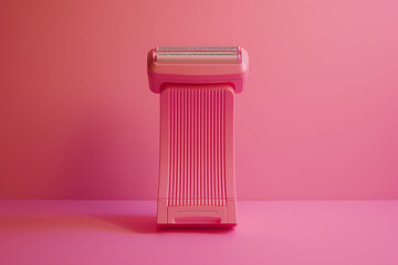 a pink shaver sitting on a pink background in the sty - obrazy, fototapety, plakaty