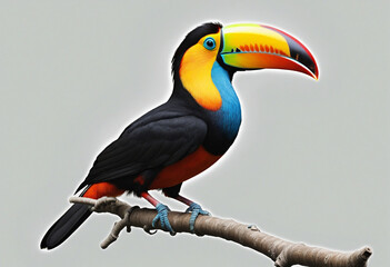 Toucan on a white backdrop - Artificial Intelligence art