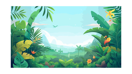 Fototapeta na wymiar A Colorful and Serene View of a Tropical Forest Landscape
