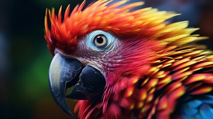 Close Up of Colorful Bird With Feathers - obrazy, fototapety, plakaty