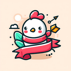  flat logo of Cute Chicken cartoon icon illustration. animal nature icon, chicken logo