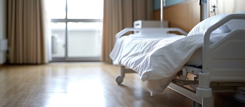 Empty and no patient stay a room with bed in hospital. AI generated image