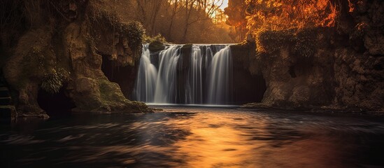 Waterfall in mystic twilight
