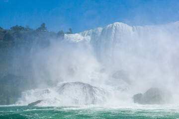 Clouds of splashes and falling water from Niagara Falls, Niagara State Park