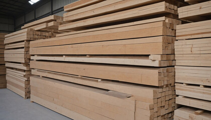 Pile of lumber in a storage facility