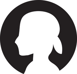 Silhouette Woman Head in Circle Button