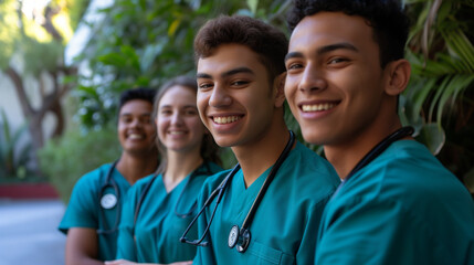 Group of diverse nursing students both guys and girls