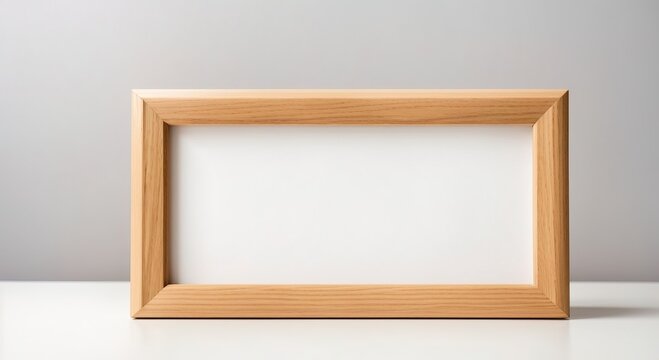 Modern oak solid wood picture frame isolated on white background