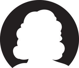 Silhouette Woman Head in Circle Button