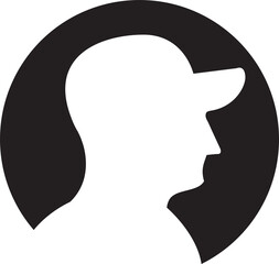 Silhouette Man Head in Circle Button