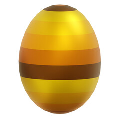 A gold easter eggs with pattern collection on white background. 3D png  illustration. For web, banners, greeting cards, posters, wrapping