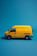 a yellow van on a blue background in the style of spa