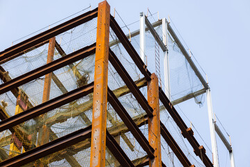 Steel frames of a building under construction