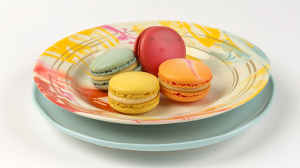 Colorful macaroons on plate