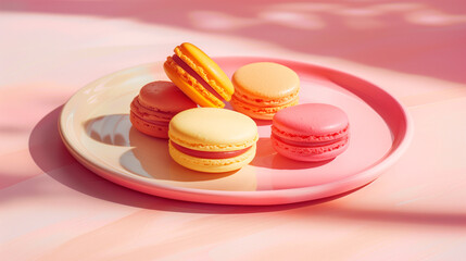 Colorful macaroons on plate
