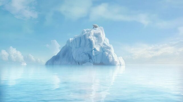iceberg in polar regions with polar bear and sky blue landscape video for geographic background