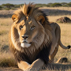 Obraz premium A Cinematic Portrait of Majestic Lions in the African Serengeti
