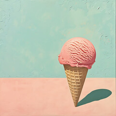 an ice cream washed with pink  blue in the style of m