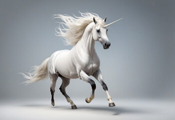 Majestic White Unicorn - Creative Technology - obrazy, fototapety, plakaty