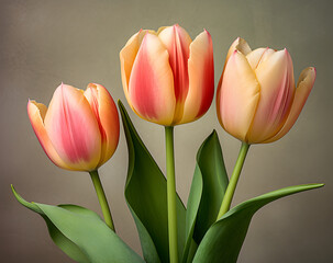 A Vibrant Bouquet of Red Lady Tulips With Delicate Petals and Lush Green Stems Captures the Essence of Spring&rsquo;s Beauty