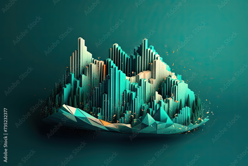 Poster Abstract business graph in mountain style. Data bars concept element for business.