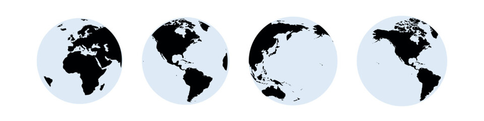 Earth globes isolated on white background. Flat planet Earth icon. Vector stock illustration. - obrazy, fototapety, plakaty