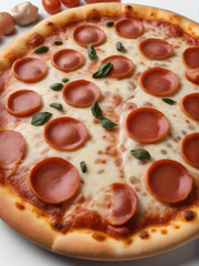 Photo Of Free Pizza Isolated On White White Background.