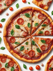 Photo Of Watercolor Pizza Isolated On White.