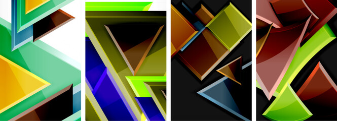Triangle composition poster background set for wallpaper, business card, cover, poster, banner, brochure, header, website
