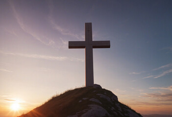 The Hilltop Cross, Illuminated in Red